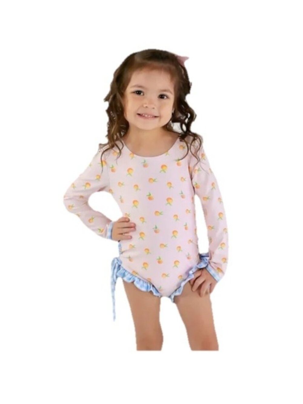 SWOON BABY CLOTHING Peaches One piece Rashguard Swimsuit Size 3t